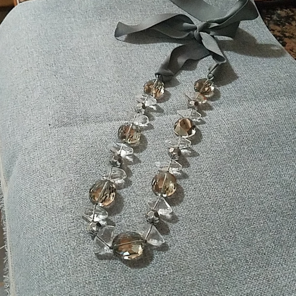 Gray and white crystal necklace.